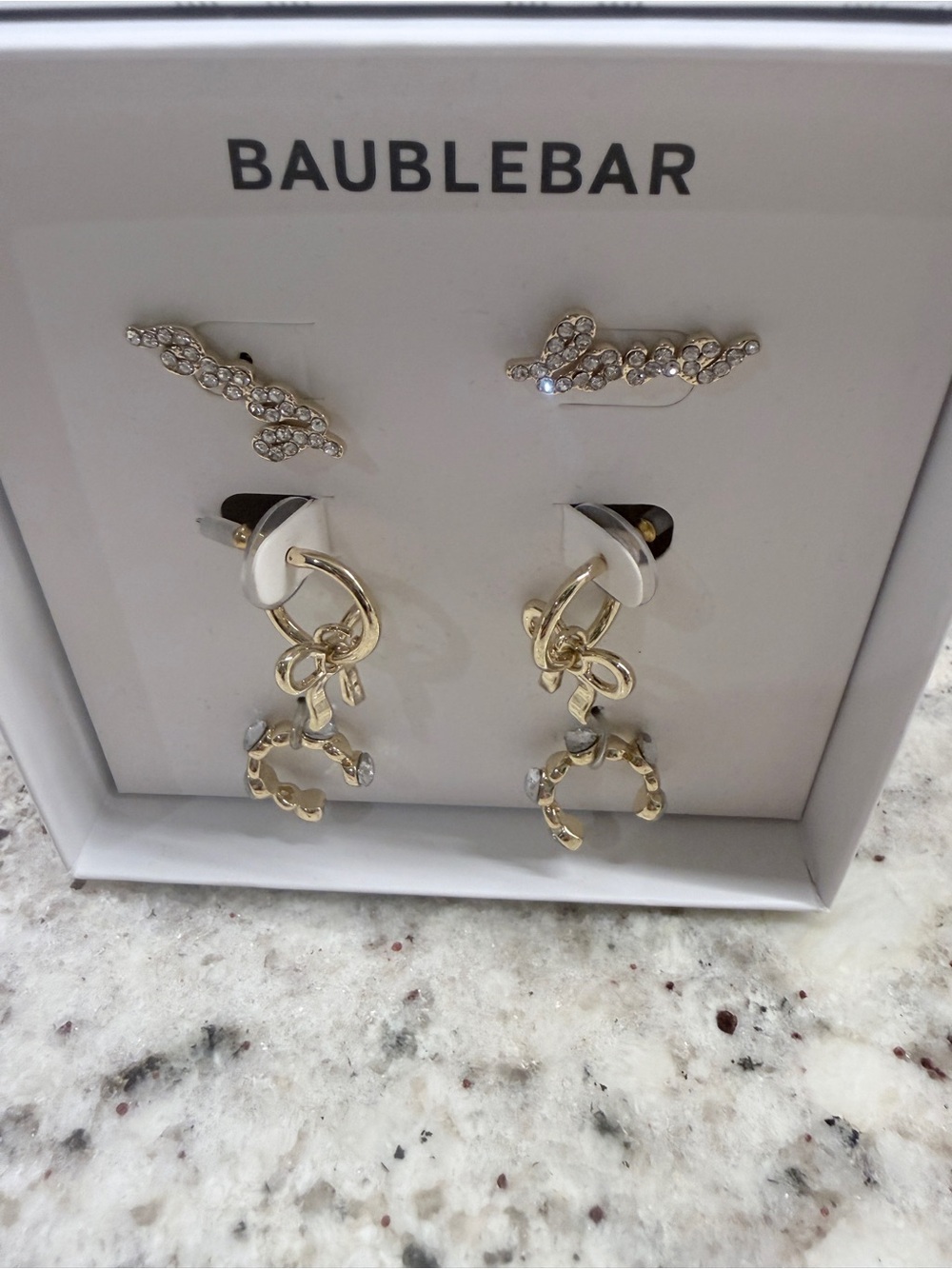 BaubleBar Gold Crystal Bow Hoop and Cuff Earring Set - Picture 2 of 3